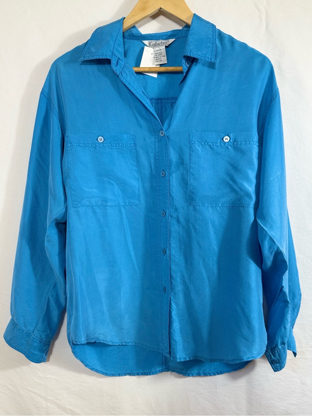 Gallagher vintage 100% Silk Button Down Shirt